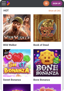 TonyBet mobile screen slots games