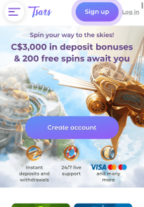 Tsars mobile screen welcome bonus