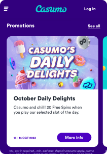 Casumo mobile screen promotions
