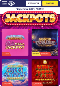 PlayOJO mobile screen jackpots