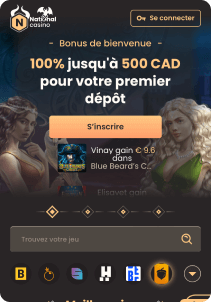 National Casino mobile screen welcome bonus