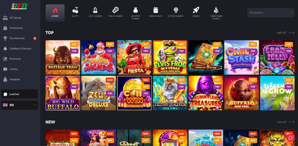 1RED Casino screen
