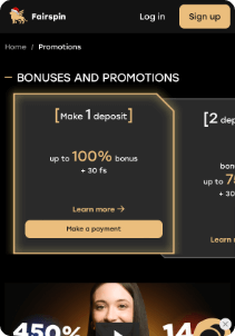 Fairspin mobile screen welcome bonus