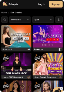 Fairspin mobile screen live games
