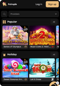 Fairspin mobile screen slots games