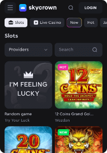 SkyCrown mobile screen slots games