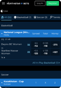 Northstar Bets Casino mobile screen live promotions