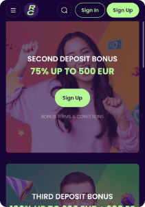 Ready Casino mobile screen promotions