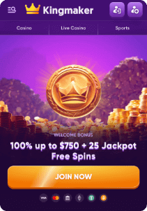 Kingmaker mobile screen welcome bonus