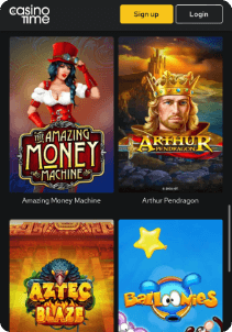 Casino Time mobile screen slots games
