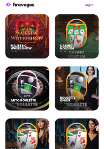 Firevegas mobile screen live games