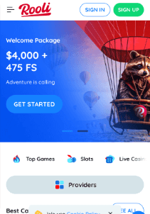 Rooli mobile screen welcome bonus