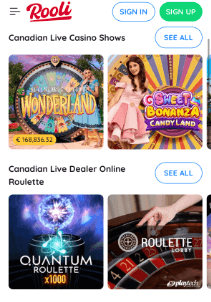 Rooli mobile screen live games