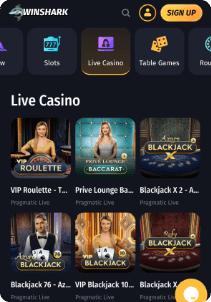 Winshark mobile screen live games