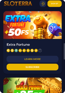 Sloterra mobile screen promotions bonus