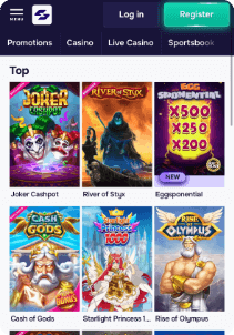 SGCasino mobile screen slots games