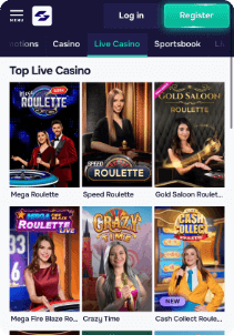 SGCasino mobile screen live games