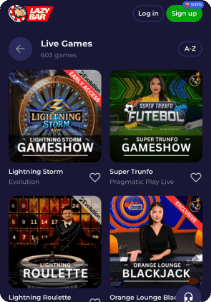 Kinbet Casino mobile screen live games