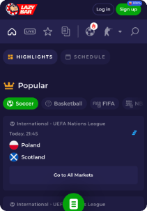 Kinbet Casino mobile screen popular