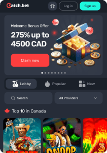 CatchBet casino screen main page
