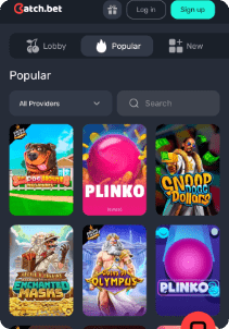 CatchBet casino screen popular games