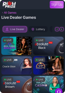 RichPrize casino screen live dealer games