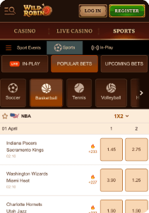 Wild Robin casino screen sports