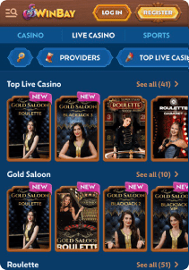 WinBay casino screen live games
