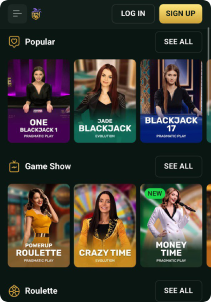 GolDex Casino Mob Screen1 live games