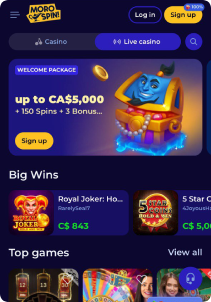 Moro Casino Mob Screen live games