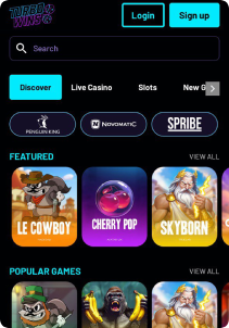 TurboWin Casino Mob Screen slots games