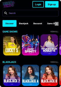 TurboWin Casino Mob Screen live games