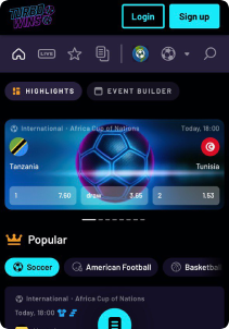 TurboWin Casino Mob Screen sports
