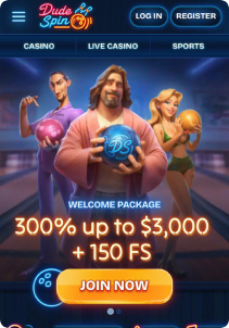 DudeSpin Casino Mob Screen main page