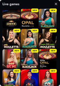 WildWinz Casino Mob Screen live games