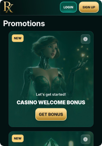 RX Casino Mob Screen promotions