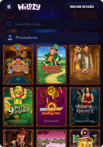 Wildzy Casino Mob Screen slots games