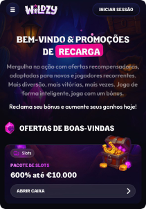 Wildzy Casino Mob Screen promotions