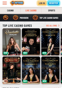 Wyns Casino Mob Screen live games