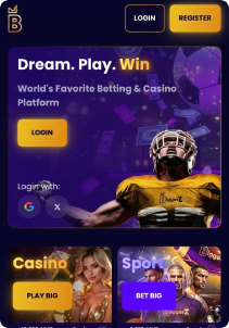 BiggerZ Casino Mob Screen main page