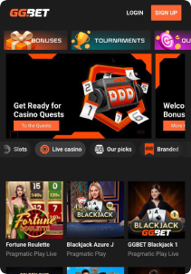 GGBet Casino Mob Screen live games