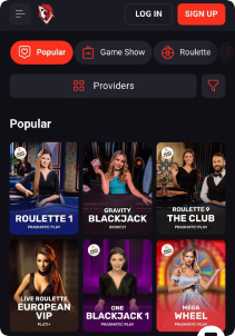 RoosterBet Casino Mob Screen live games