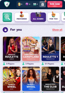 SafeCasino Casino Mob Screen live games