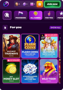 Slotrave Casino Mob Screen slots games