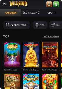 Wildsino Casino mobile screen slots games
