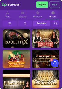 Betplays Casino mobile screen live games