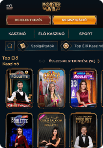 MonsterWin Casino mobile screen live games