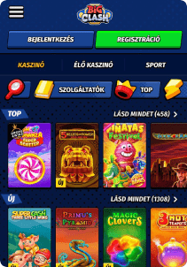 BiGClash Casino mobile screen slots games