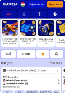 Paripesa Casino mobile screen mane page