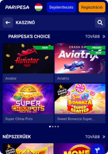 Paripesa Casino mobile screen slots games